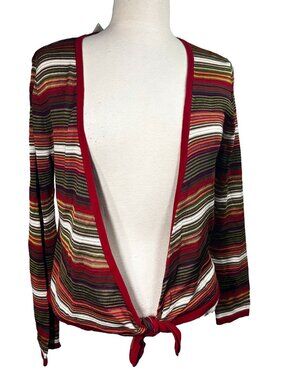 Talbots Women’s Striped Cardigan Size S Tie Front Multicolor Lightweight Knit